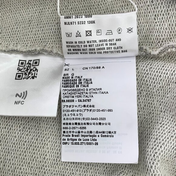 Miu Miu Gray Hooded Sweatshirt With Kangaroo Pocket L - Picture 7 of 8